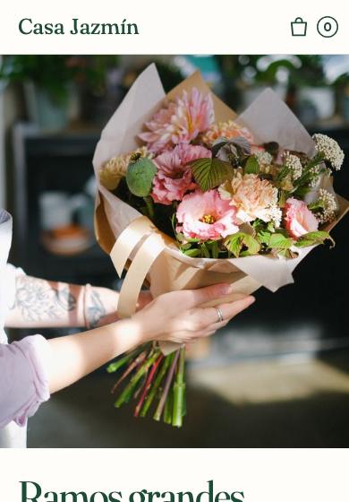 Página de ejemplo para floristerías, vista en el celular